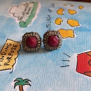 Elegant Maroon Stud Earrings